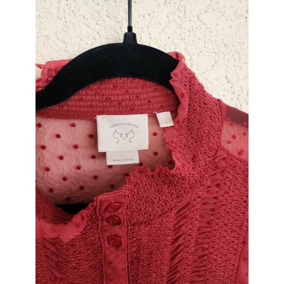 Anthropologie Sleeveless Sheer Tunic Top S Mesh embroidered Valentines - Picture 9 of 10